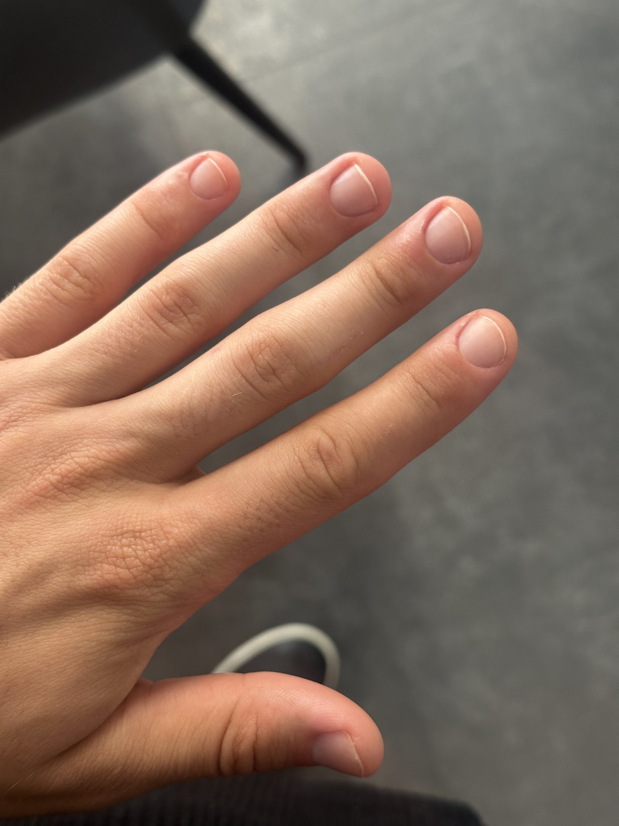 Short natural nude nails, a customer's photo